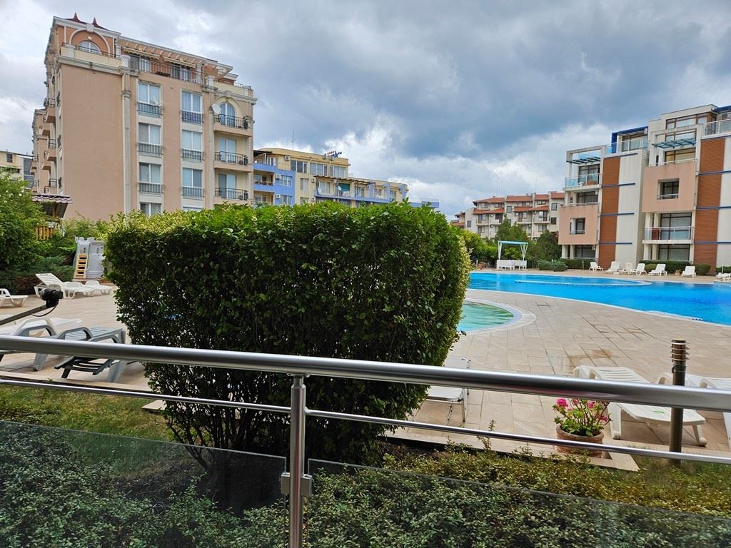 Spacious studio with pool view in Sunny Beach – comfort and excellent location near Cacao Beach