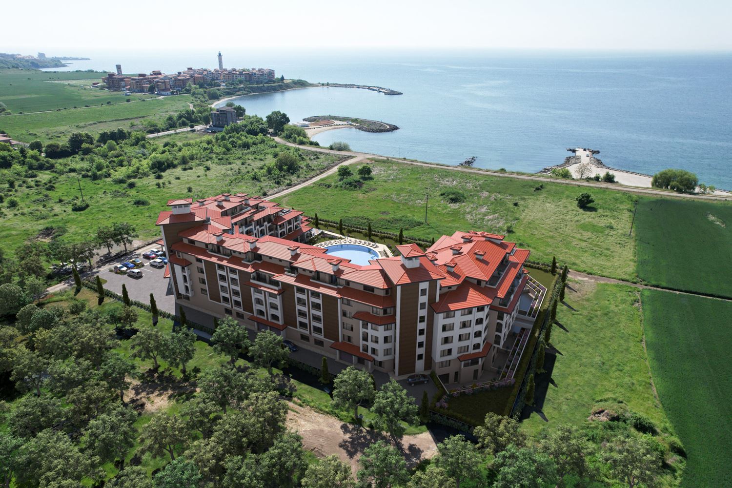 Luxury one-bedroom apartment just 50 m from the sea in a modern complex in Aheloy