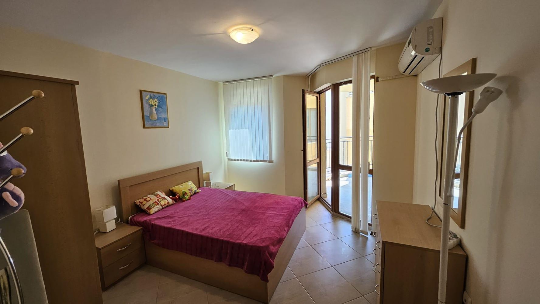Three-room apartment with an excellent area and low maintenance fee in Sunny Beach