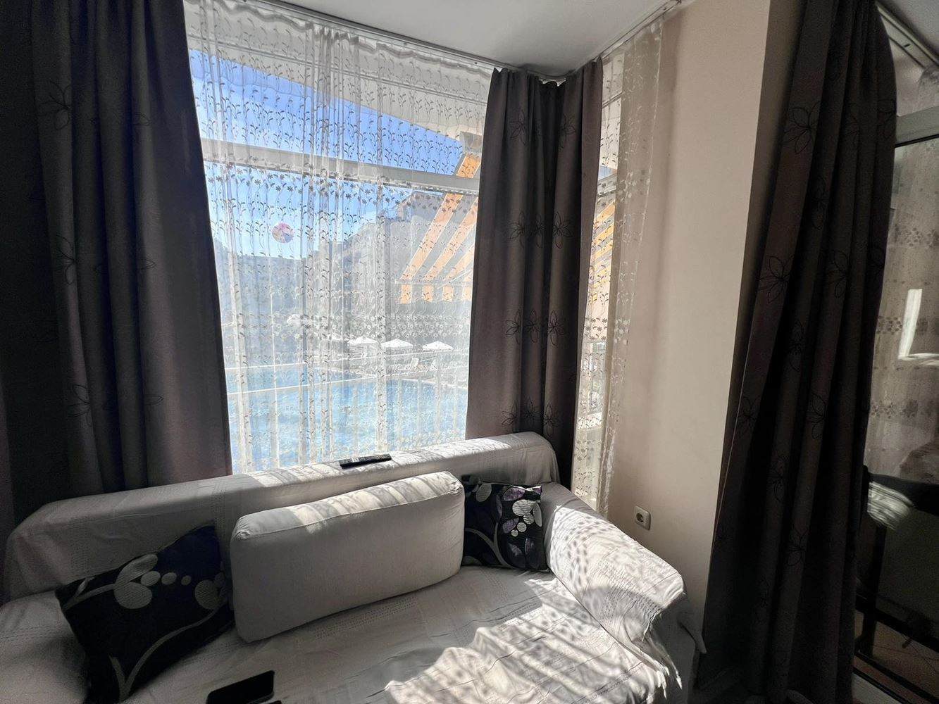 Spacious three-room apartment with two bedrooms and pool view in Sunny Beach