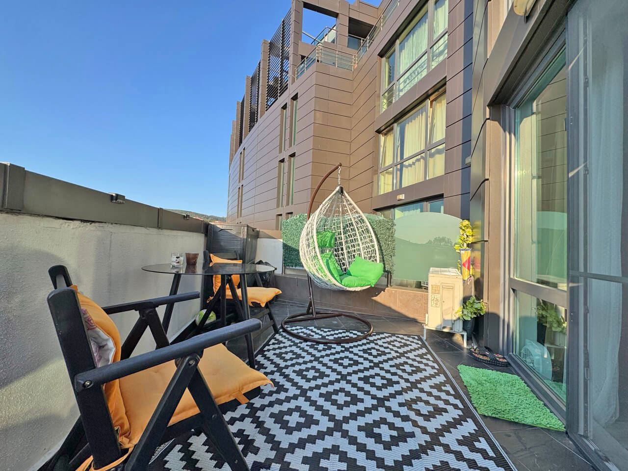 Apartment with modern furnishings and a large terrace 200 m from the beach in Sunny Beach