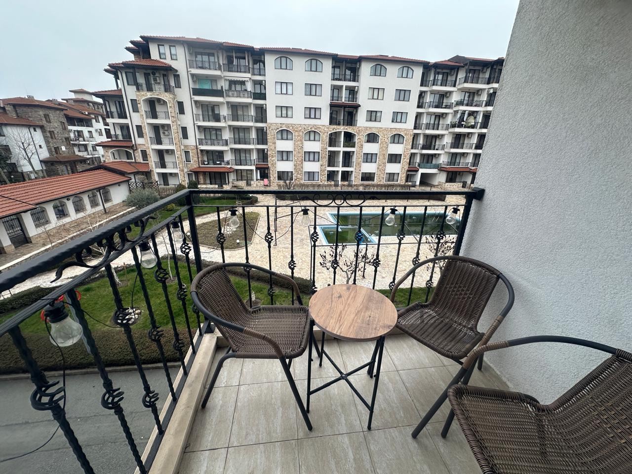 Spacious studio with pool view in Nessebar – an excellent investment and cozy home by the sea