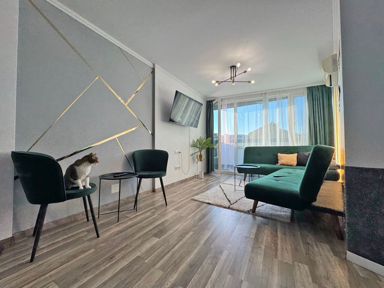 Apartment with modern furnishings and a large terrace 200 m from the beach in Sunny Beach