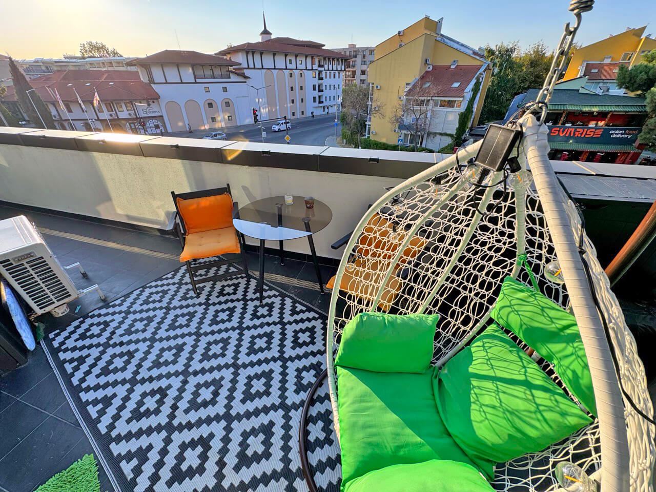 Apartment with modern furnishings and a large terrace 200 m from the beach in Sunny Beach