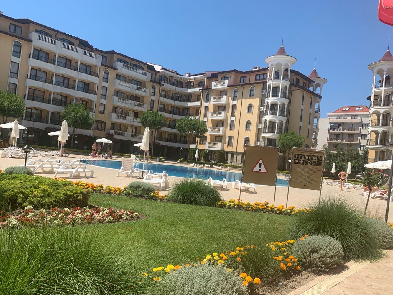 Studio with pool view in Sunny Beach – modern complex with extensive infrastructure