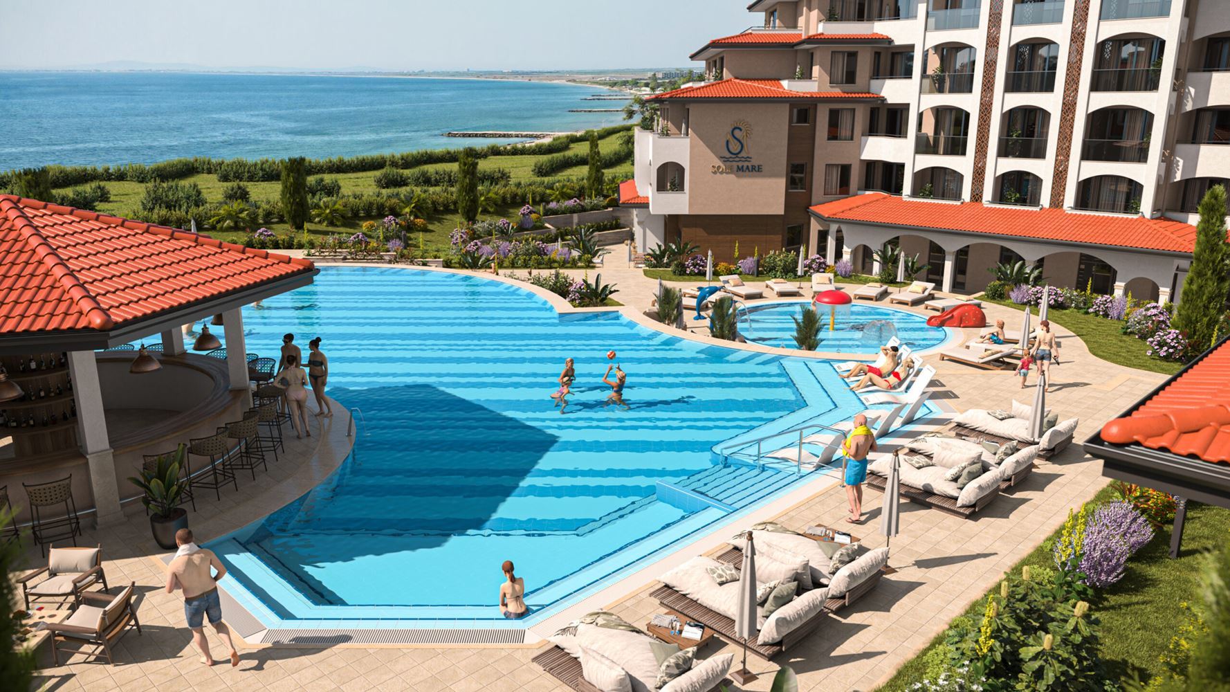 Luxury one-bedroom apartment just 50 m from the sea in a modern complex in Aheloy