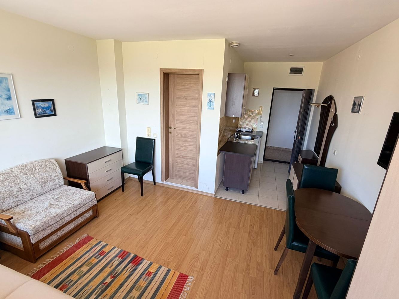 Furnished studio in Sunny Beach with swimming pool, tennis court and green garden