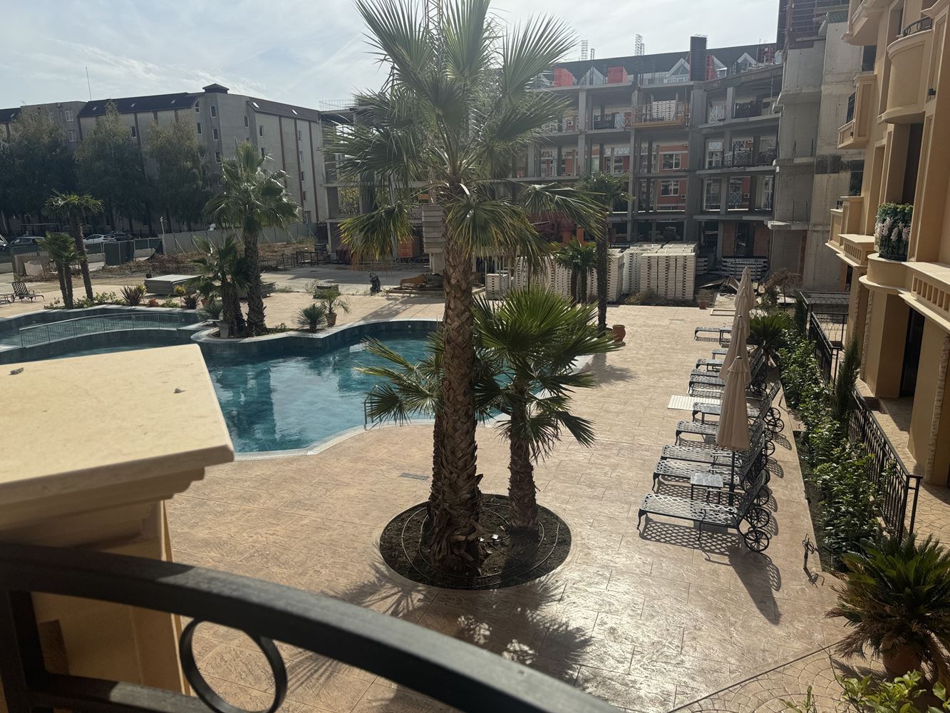 Studio in a new luxury complex in Sunny Beach with a view of the pool and garden
