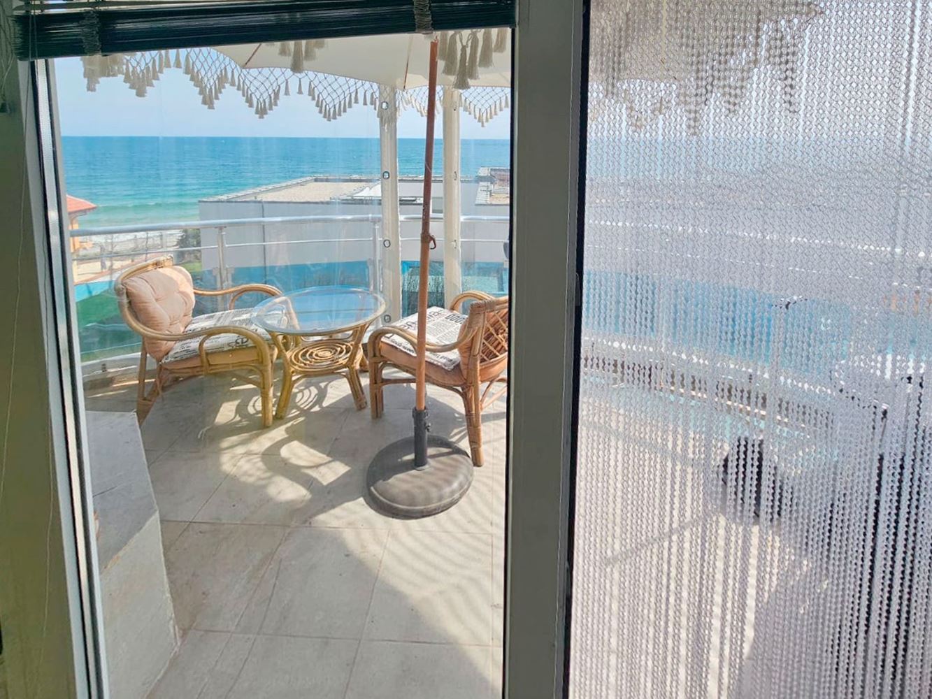 Luxury two-bedroom apartment with sea view on the first line in Ravda – 114 m², two terraces, and full comfort