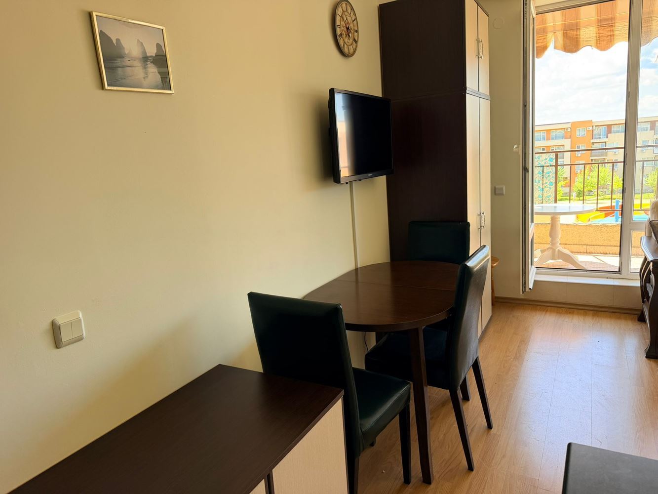Furnished studio in Sunny Beach with swimming pool, tennis court and green garden