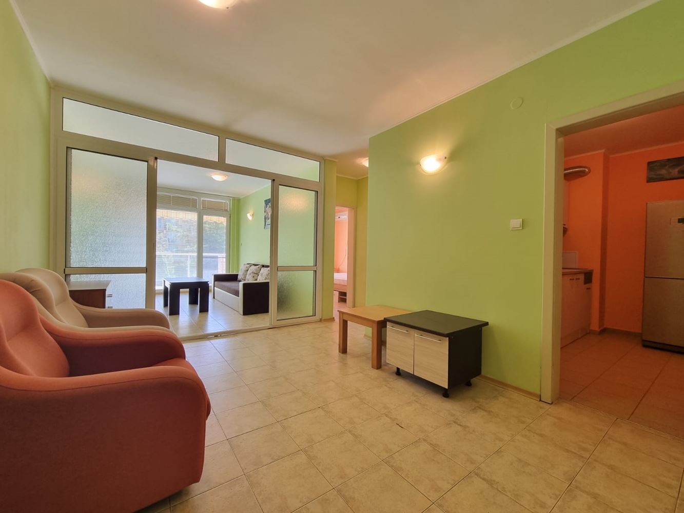 Furnished apartment with one bedroom in Sunny Beach – functional property with amenities and low maintenance fee