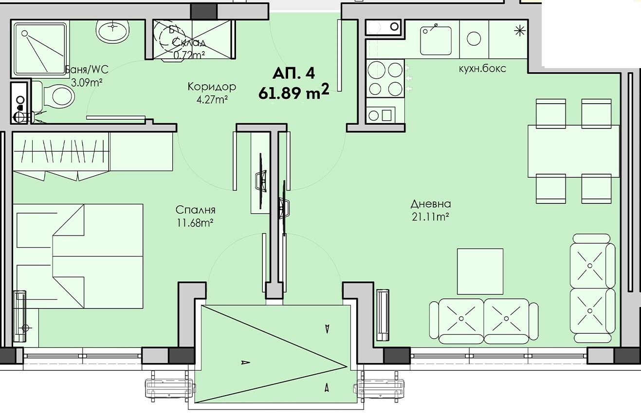 New One-Bedroom Apartment in Sarafovo with Southern Exposure and No Maintenance Fee