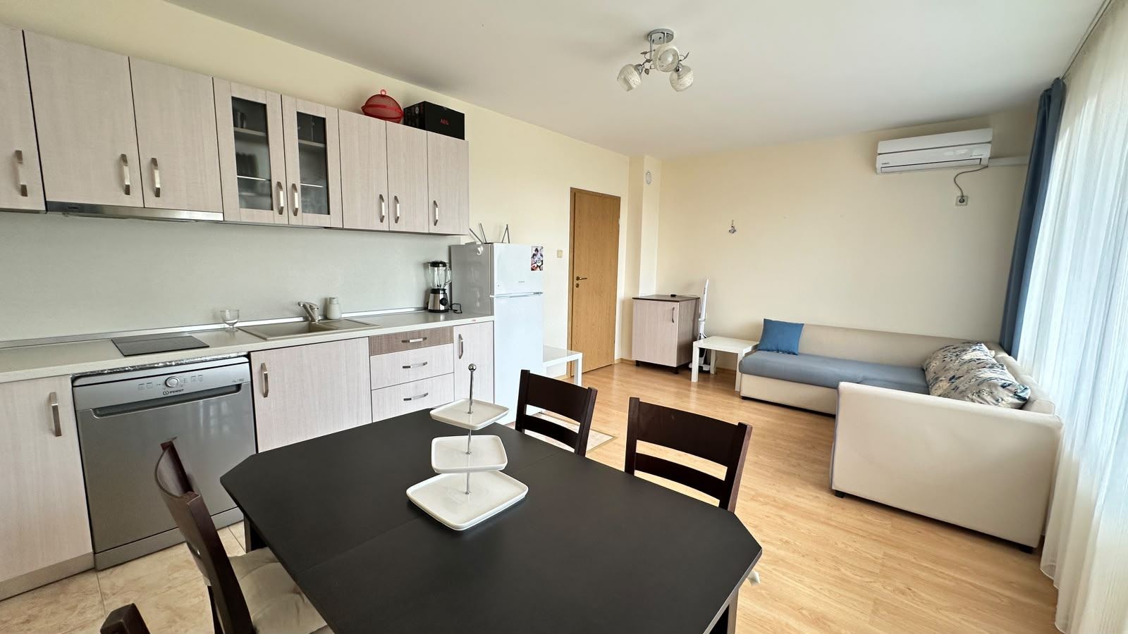 Bright two-bedroom apartment in a quiet area of Nessebar with a low maintenance fee