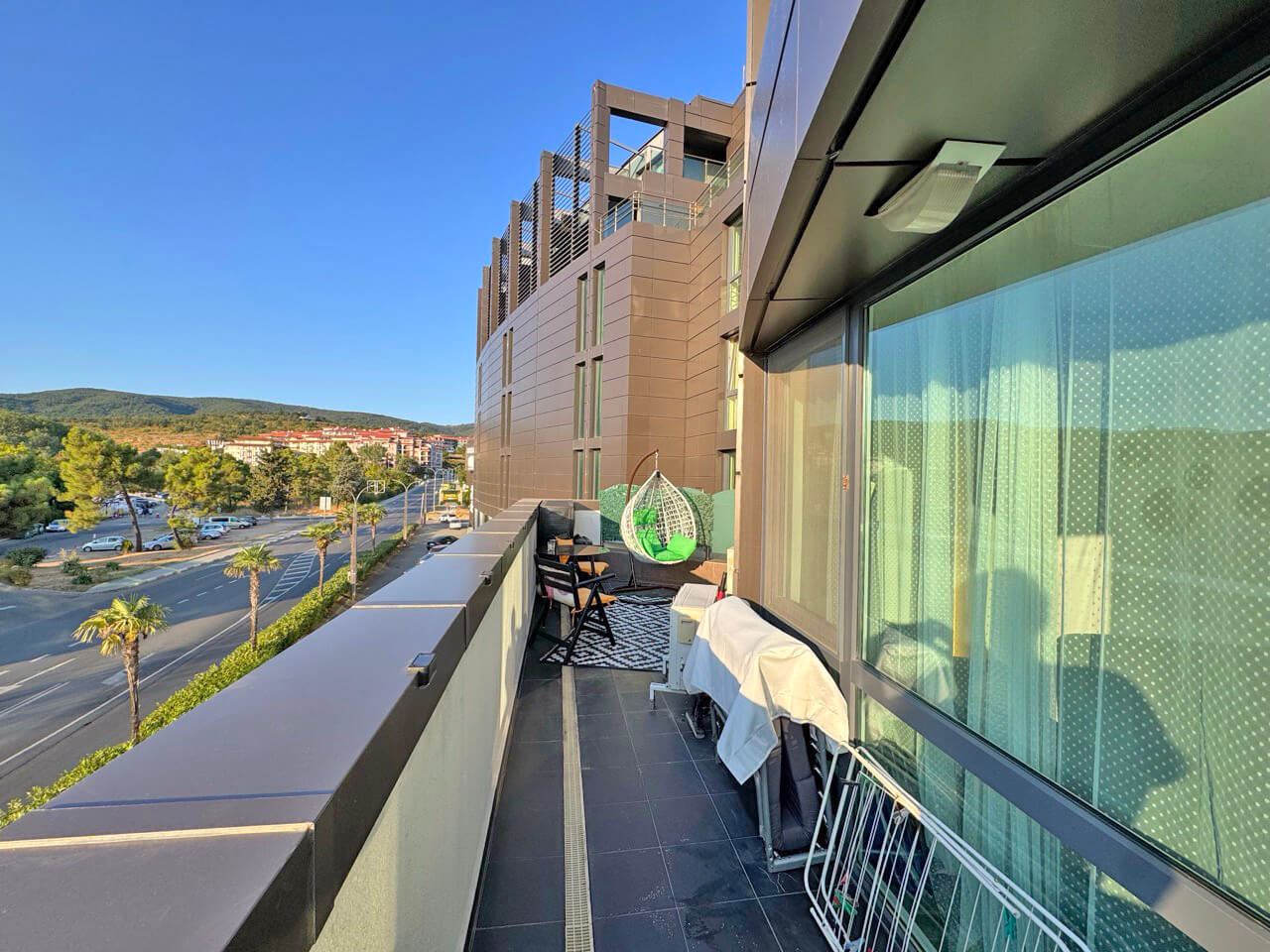 Apartment with modern furnishings and a large terrace 200 m from the beach in Sunny Beach