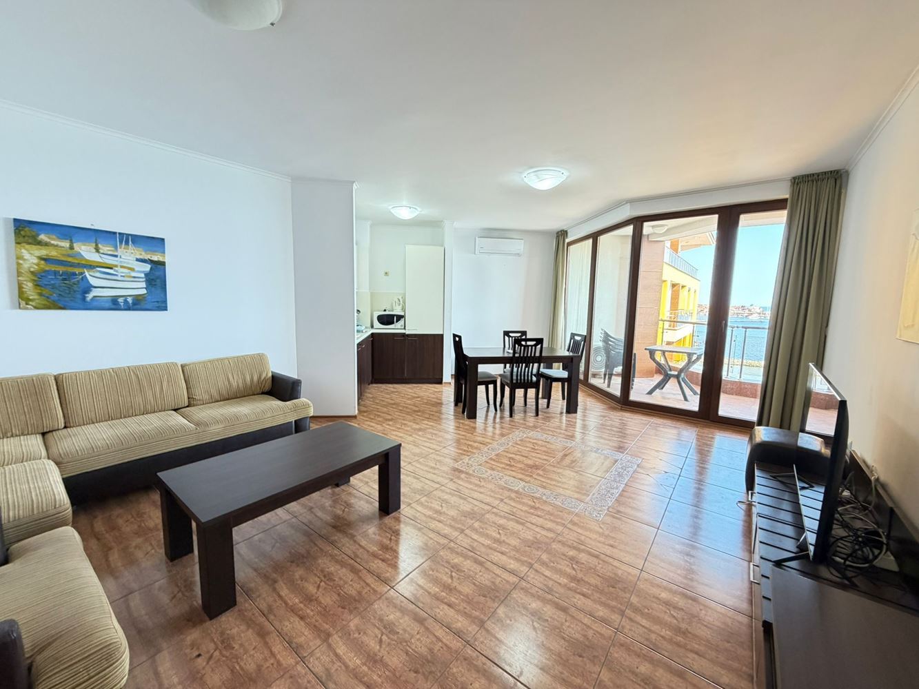 Three-room Apartment with Direct Sea Views on the First Line in Nessebar