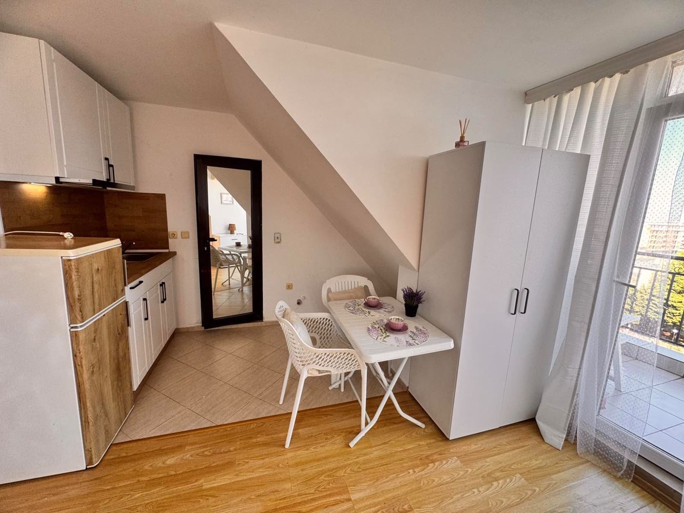 Stylish Studio with Panoramic Terrace in Pomorie – Low Maintenance Fee, Southern Exposure, and Excellent Location Near the Sea