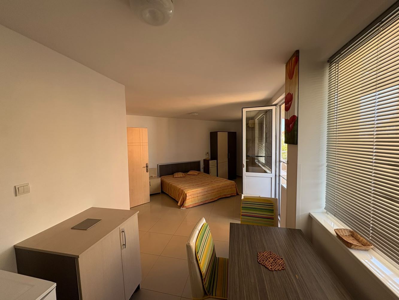 Furnished South-Facing Studio 400 Metres from the Sea in Pomorie