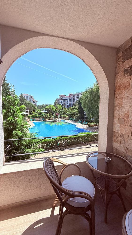 Luxury two-bedroom apartment in a complex in Nessebar – 200 meters from the beach, pool and garden view