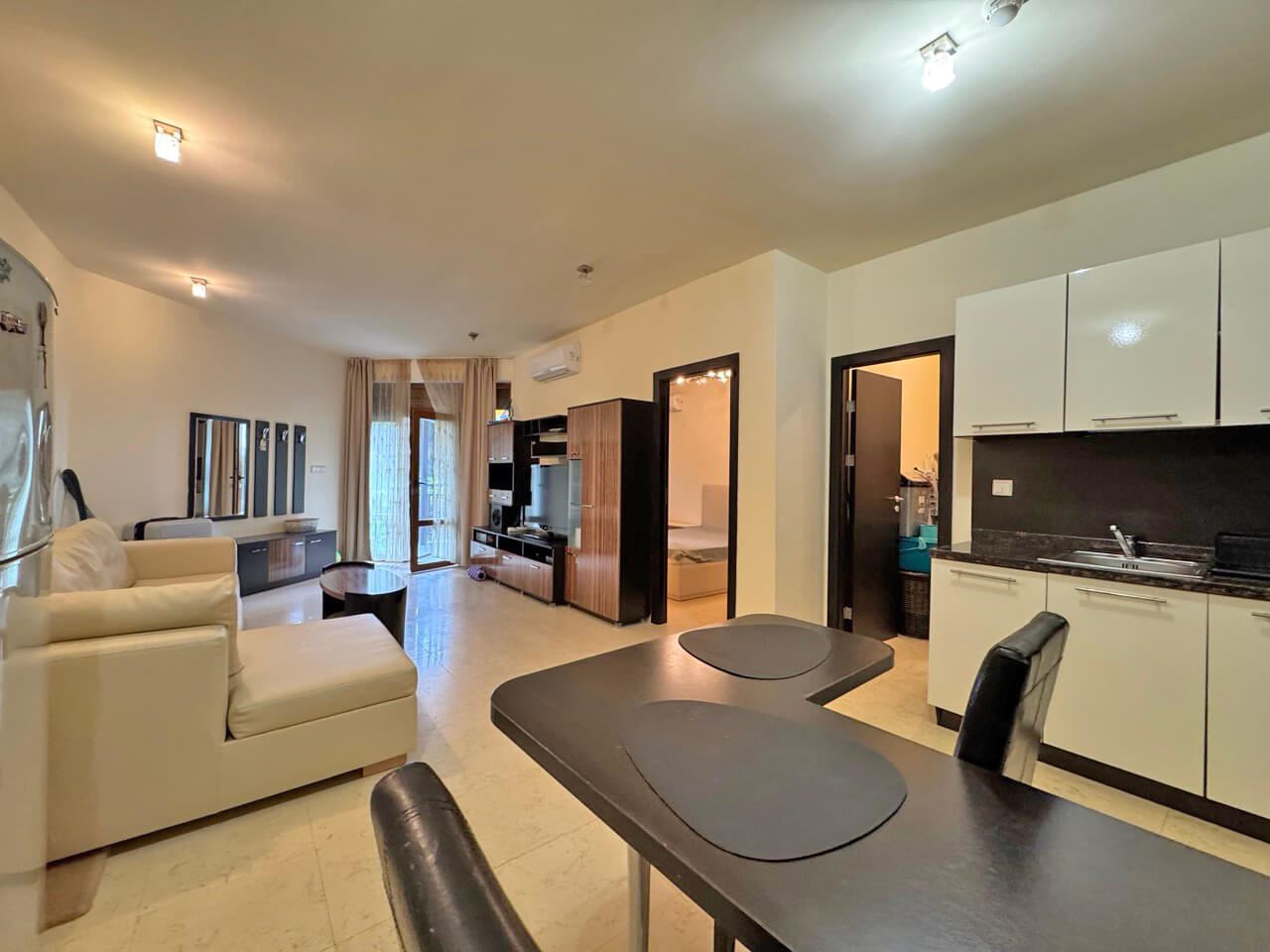 Elegant One-Bedroom Apartment on the First Sea Line in Sveti Vlas with Direct Access to Garden and Pool