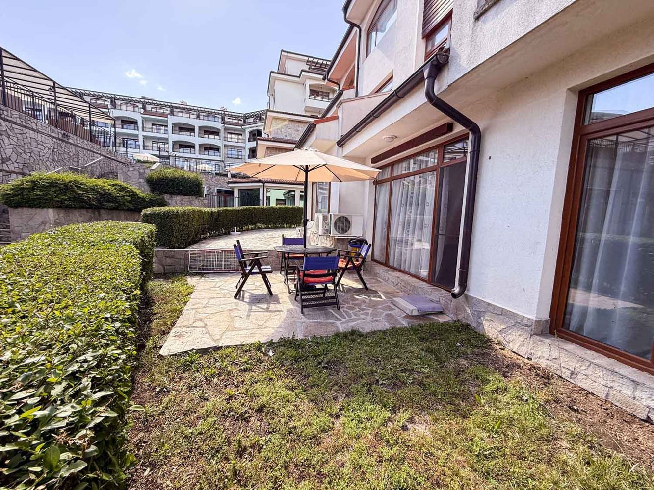 Spacious One-Bedroom Apartment with a Private Garden and Large Veranda in a Complex near Aheloy