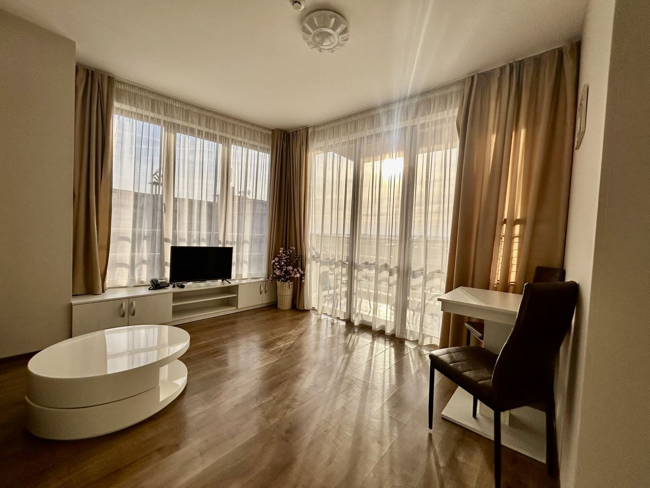 Two-room apartment with a pool view in a complex with extensive infrastructure