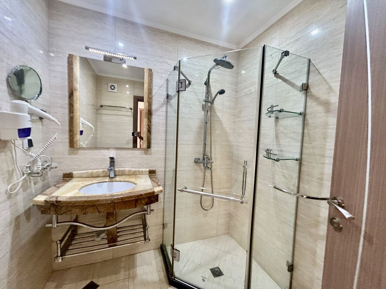 Two-room apartment with a pool view in a complex with extensive infrastructure