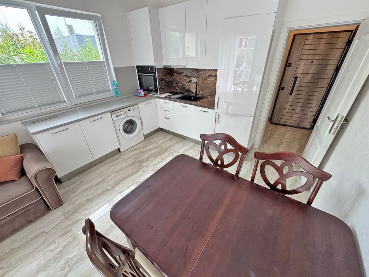 Spacious one-bedroom apartment with a large terrace and pool view in Sunny Beach