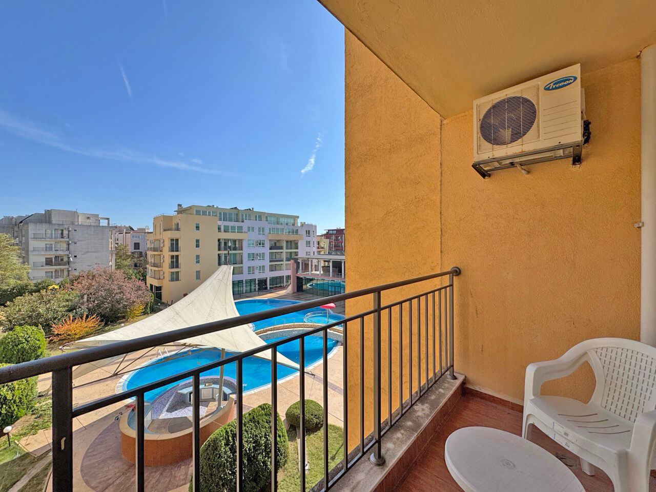 Furnished One-Bedroom Apartment with a Pleasant Pool View in Sunny Beach