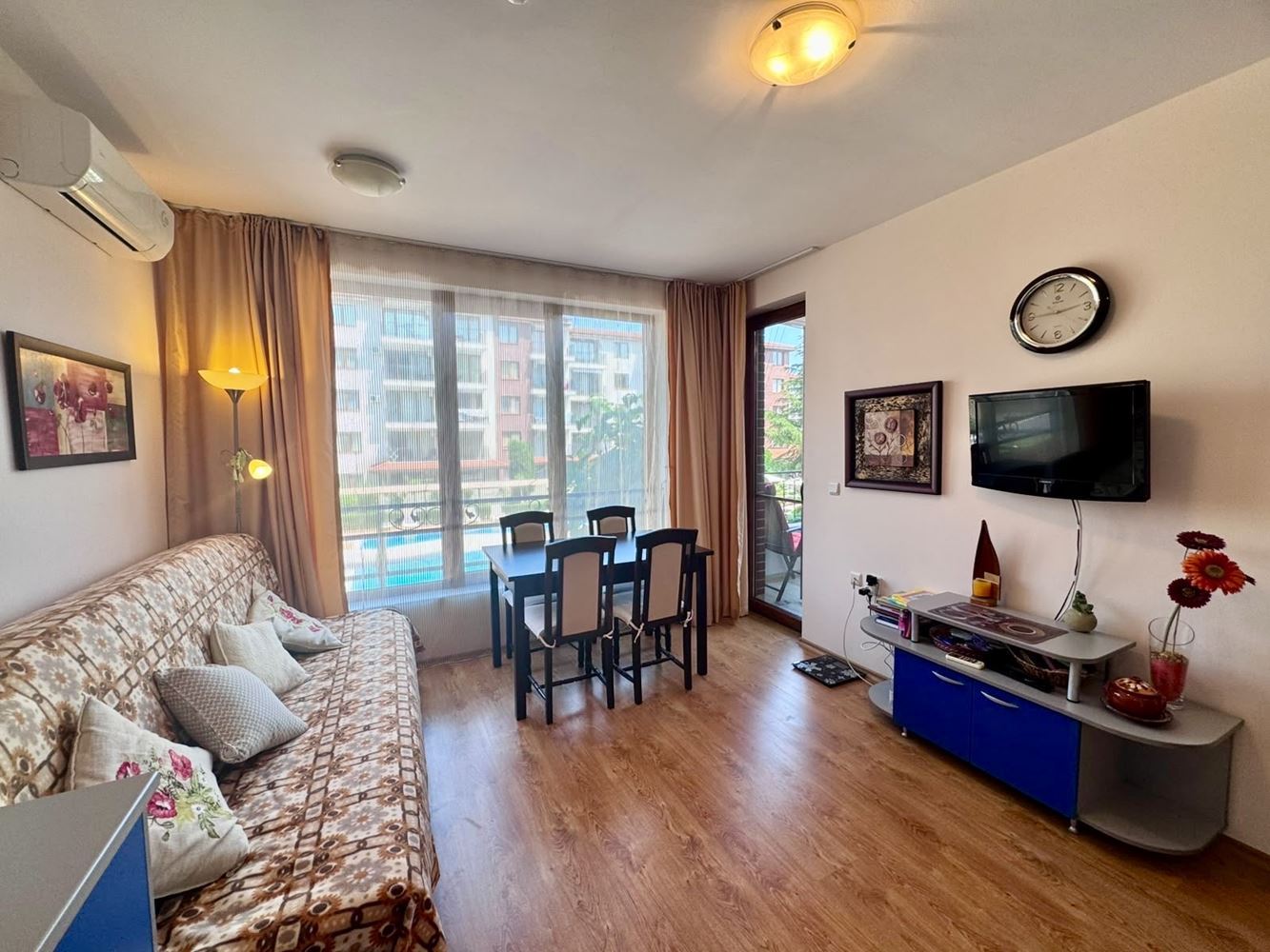Comfortable One-Bedroom Apartment with a Spacious Terrace and Pool View in a Luxury Complex in Nessebar