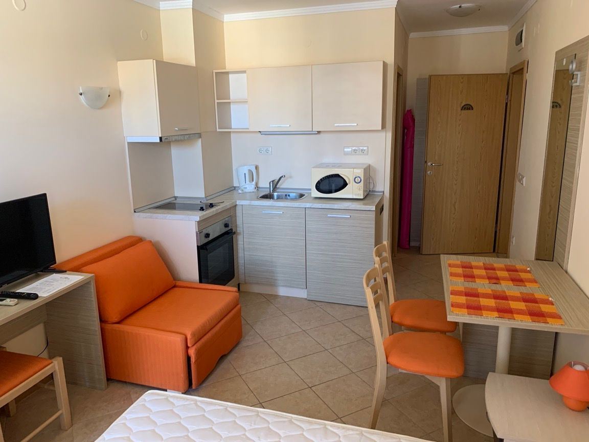 Studio with pool view in Sunny Beach – modern complex with extensive infrastructure