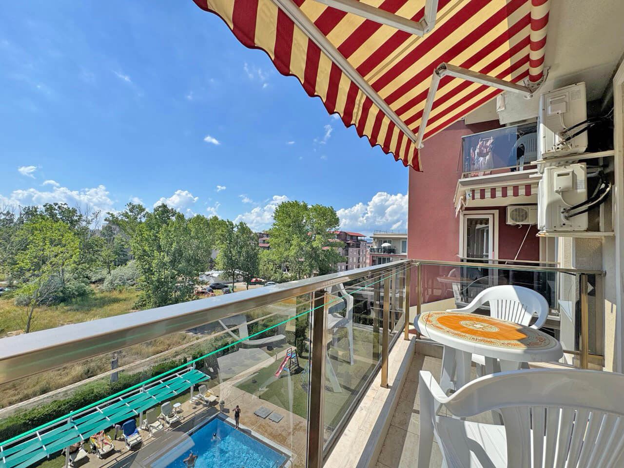 Apartment with Two Bedrooms and Pool View in a Modern Complex in Sunny Beach