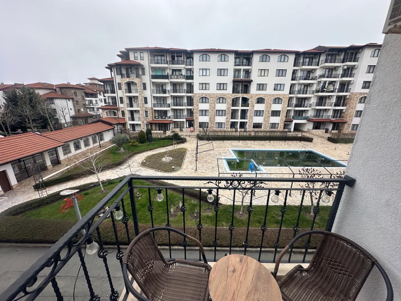 Spacious studio with pool view in Nessebar – an excellent investment and cozy home by the sea