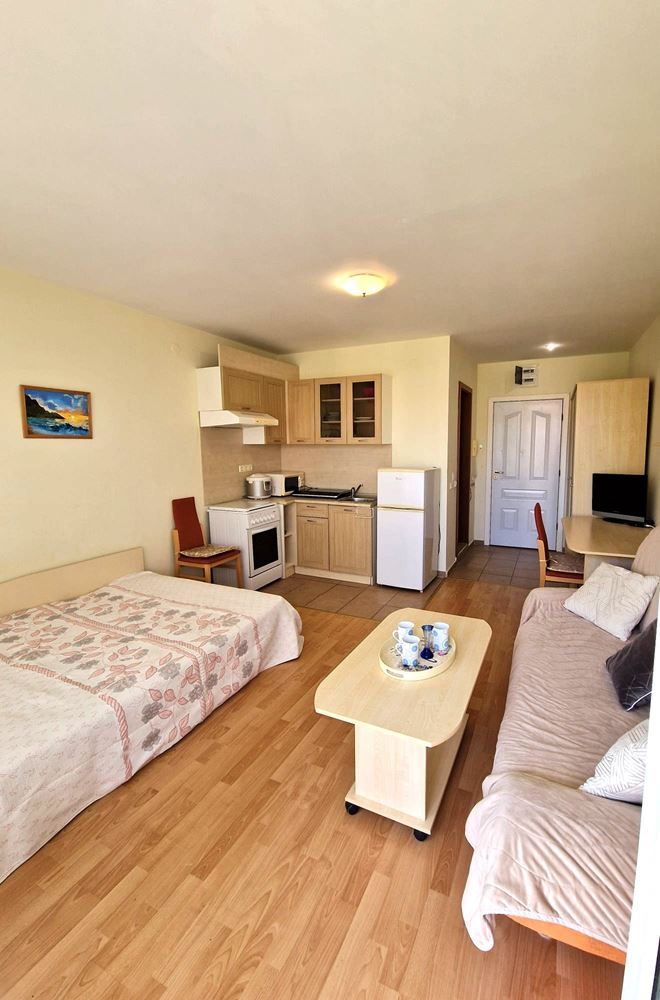 Furnished Studio with Pool View in an Excellent Complex Near the Aquapark in Sunny Beach
