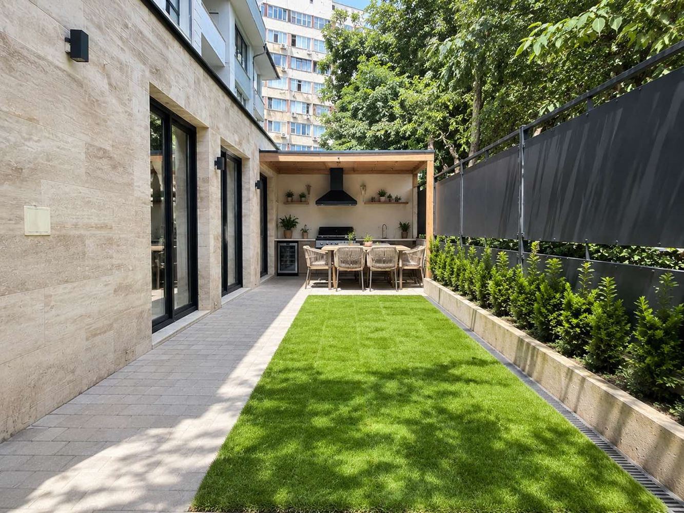 Two-bedroom apartment with private garden and two parking spaces in a new luxury building in the heart of Burgas