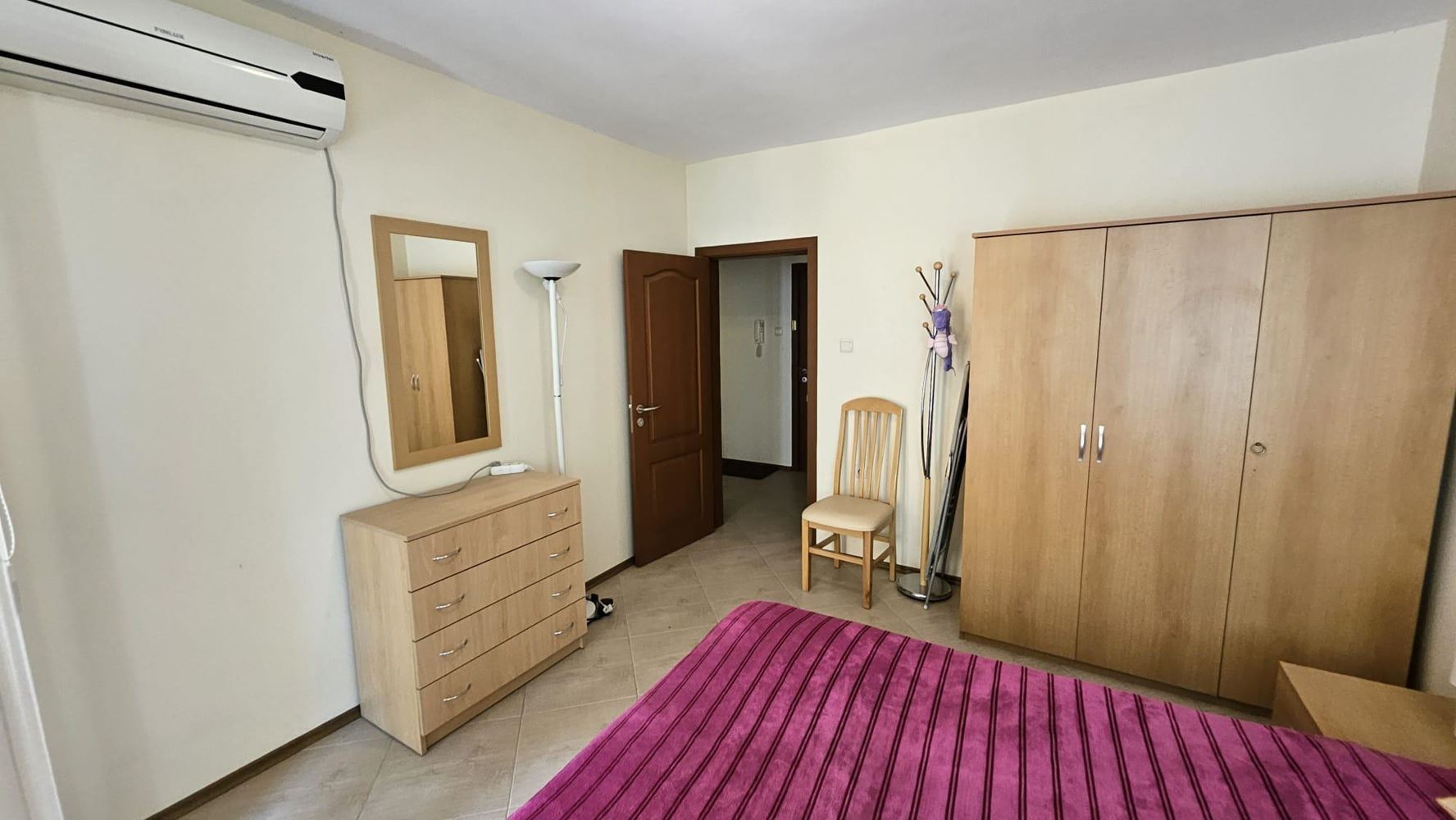 Three-room apartment with an excellent area and low maintenance fee in Sunny Beach