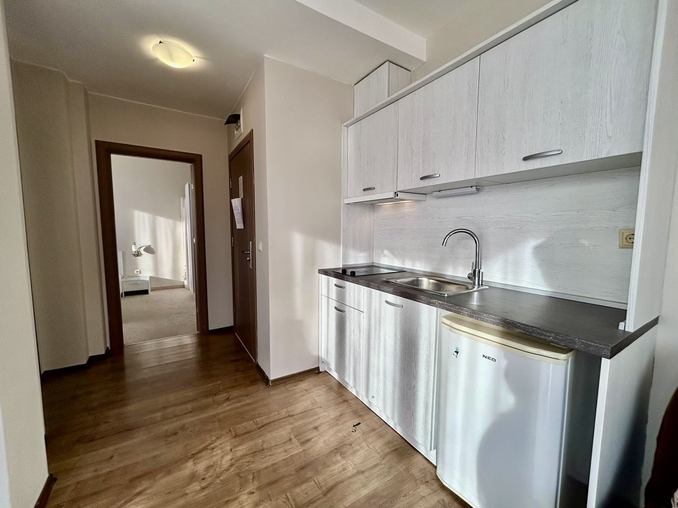 Two-room apartment with a pool view in a complex with extensive infrastructure