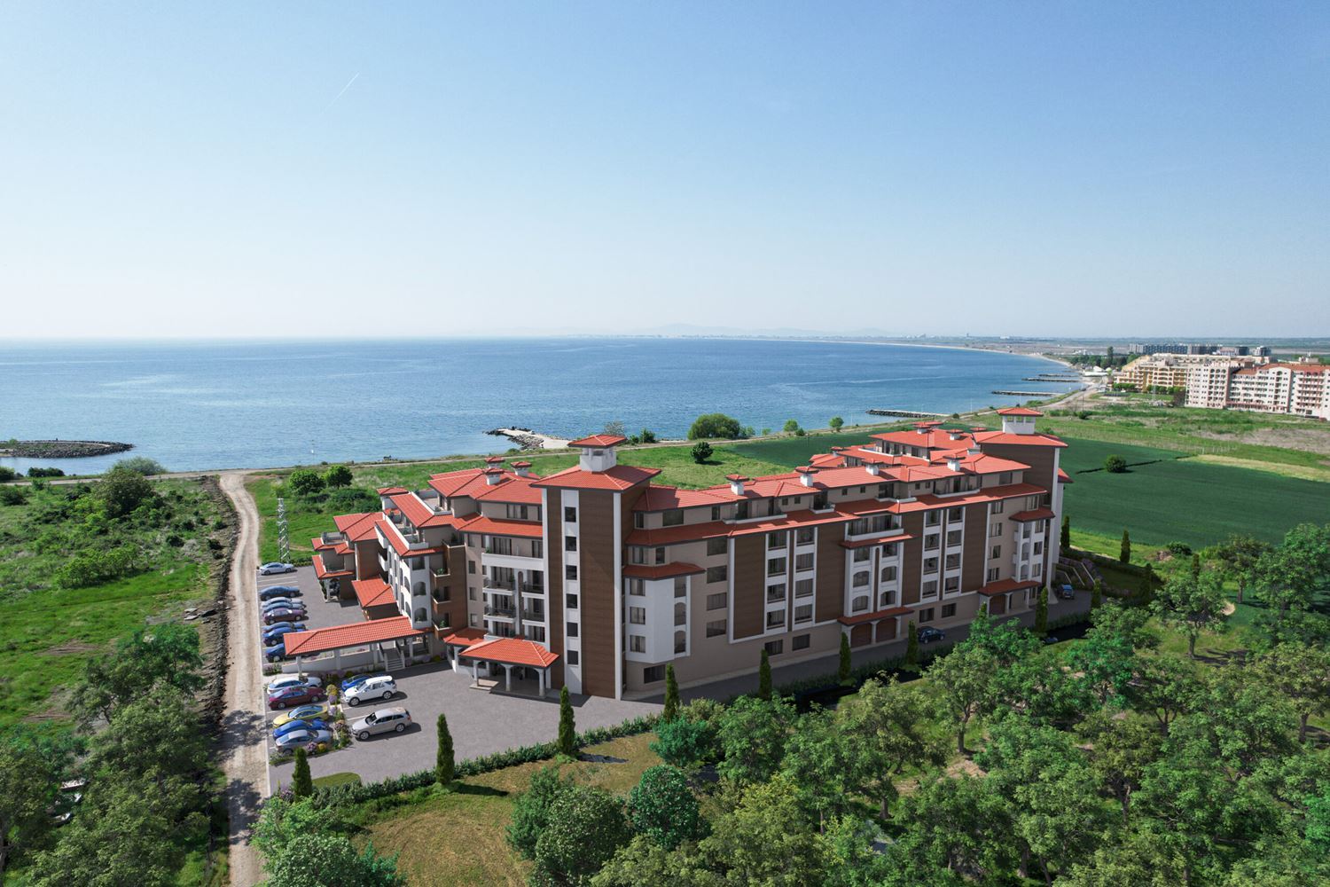 Luxury one-bedroom apartment just 50 m from the sea in a modern complex in Aheloy