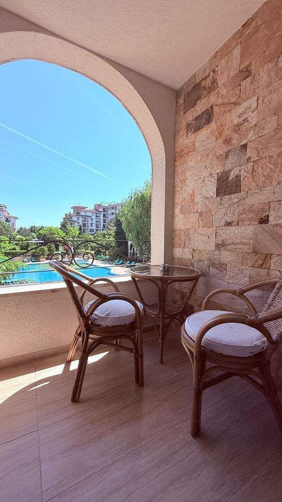 Luxury two-bedroom apartment in a complex in Nessebar – 200 meters from the beach, pool and garden view