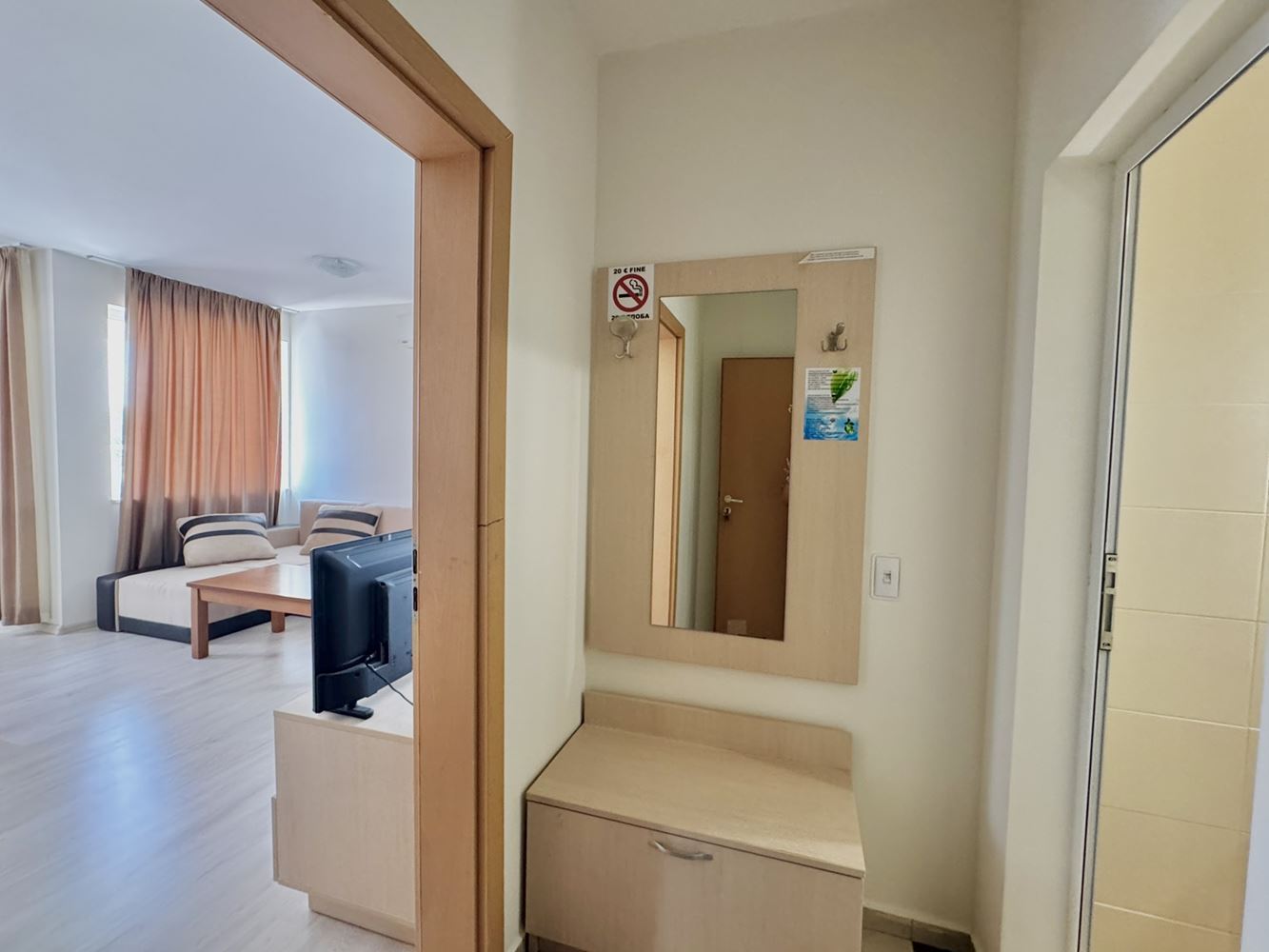 Spacious studio with a large panoramic terrace in Sunny Beach – excellent location and low maintenance fee