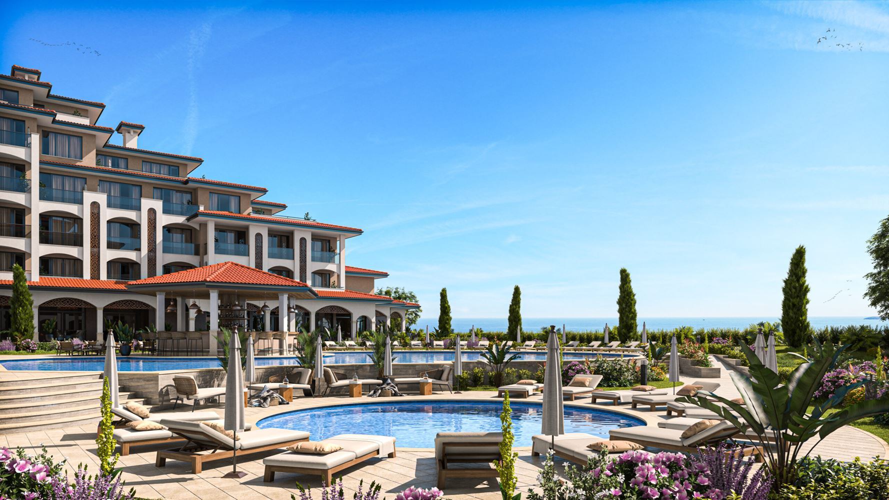 Luxury one-bedroom apartment just 50 m from the sea in a modern complex in Aheloy