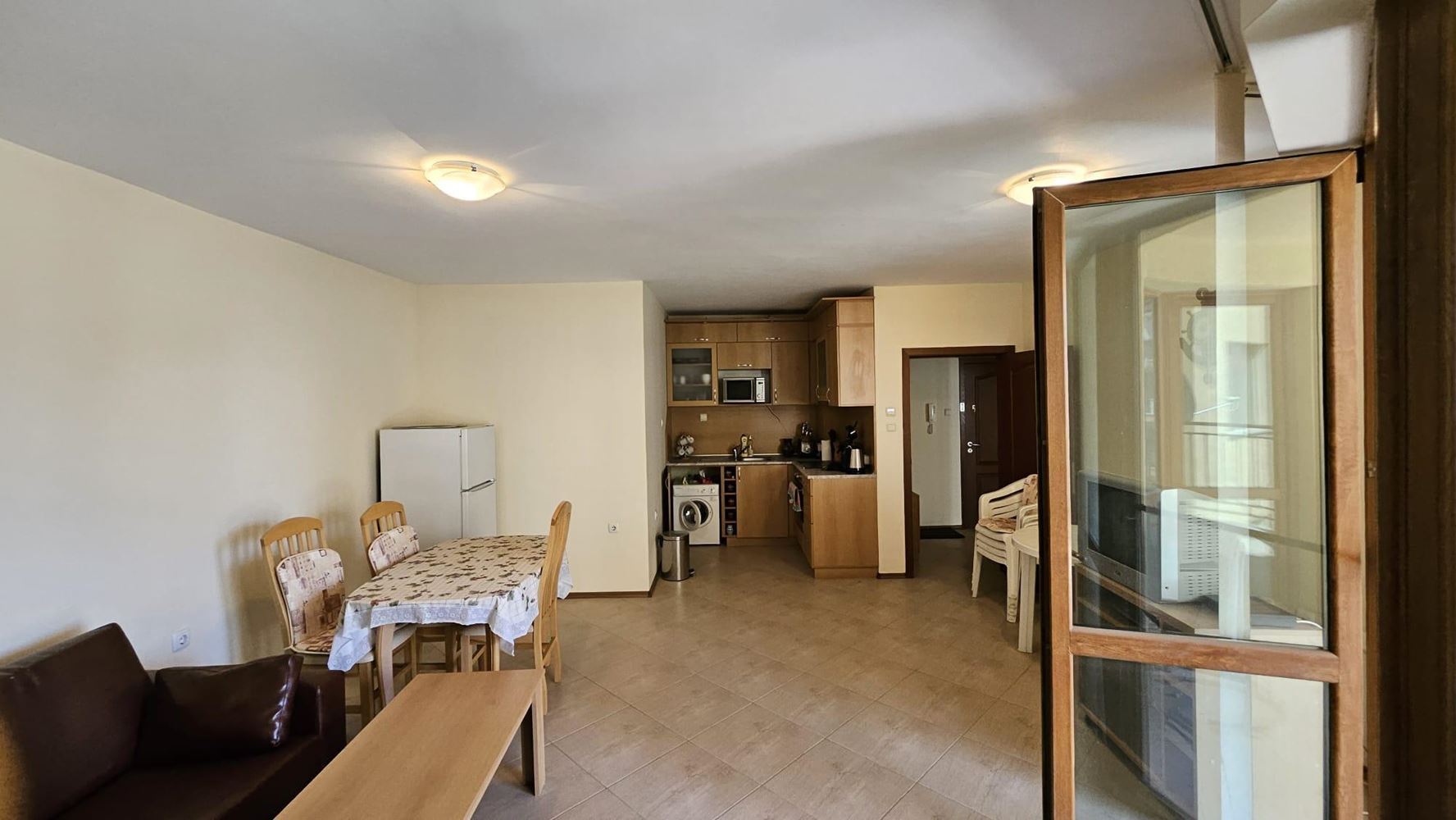 Three-room apartment with an excellent area and low maintenance fee in Sunny Beach
