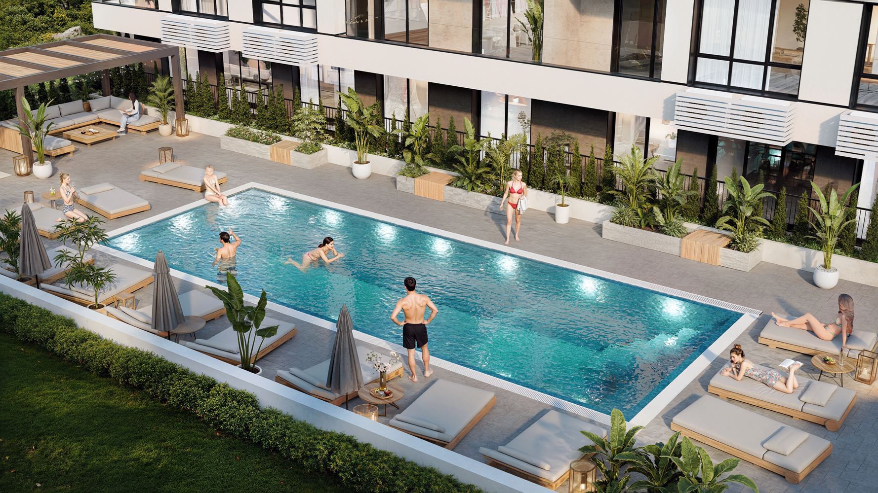 One-Bedroom Apartment with a Private Small Garden in a New Modern Complex in Sunny Beach