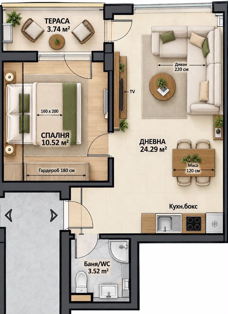 A New Home with Potential and Comfort – One-Bedroom Apartment in a Modern Building in Madika Residential District