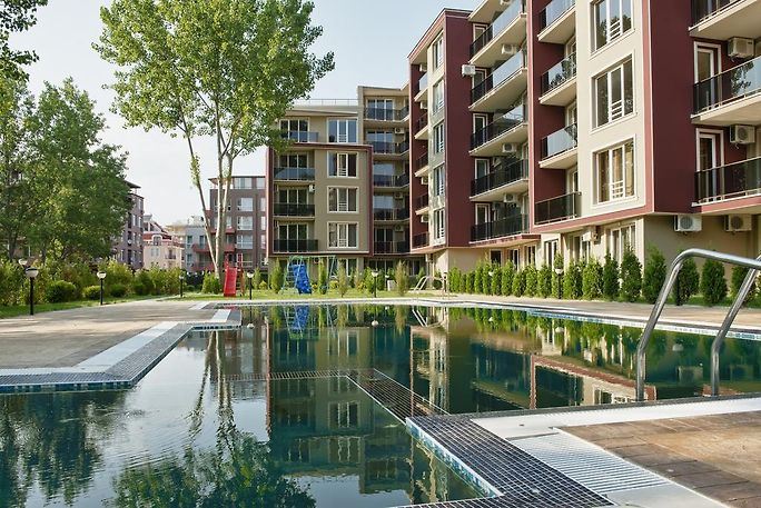 Apartment with Two Bedrooms and Pool View in a Modern Complex in Sunny Beach