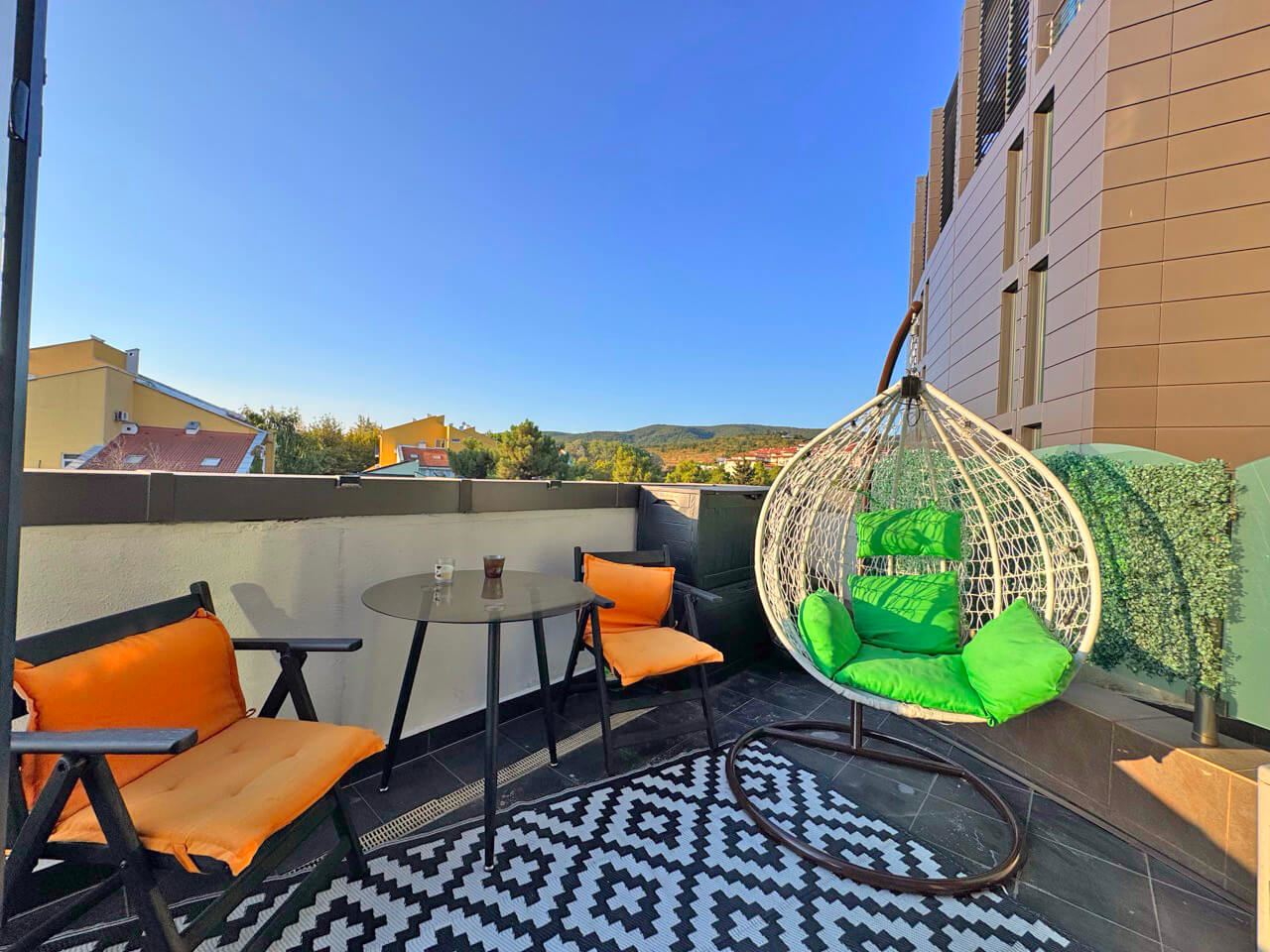 Apartment with modern furnishings and a large terrace 200 m from the beach in Sunny Beach