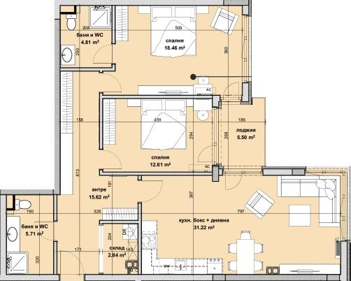 Spacious two-bedroom apartment with a panoramic loggia in a new building in Slaveykov residential area, Burgas