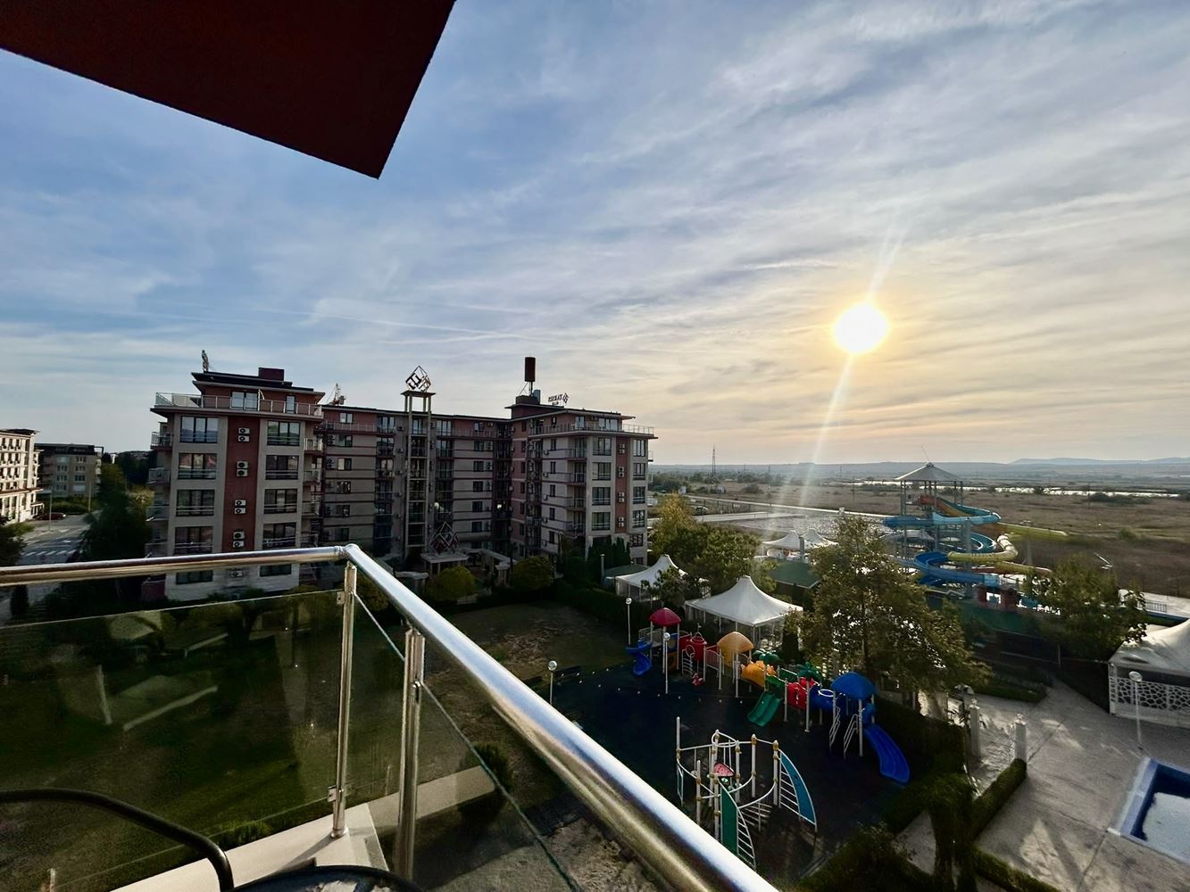 Two-room apartment with a pool view in a complex with extensive infrastructure