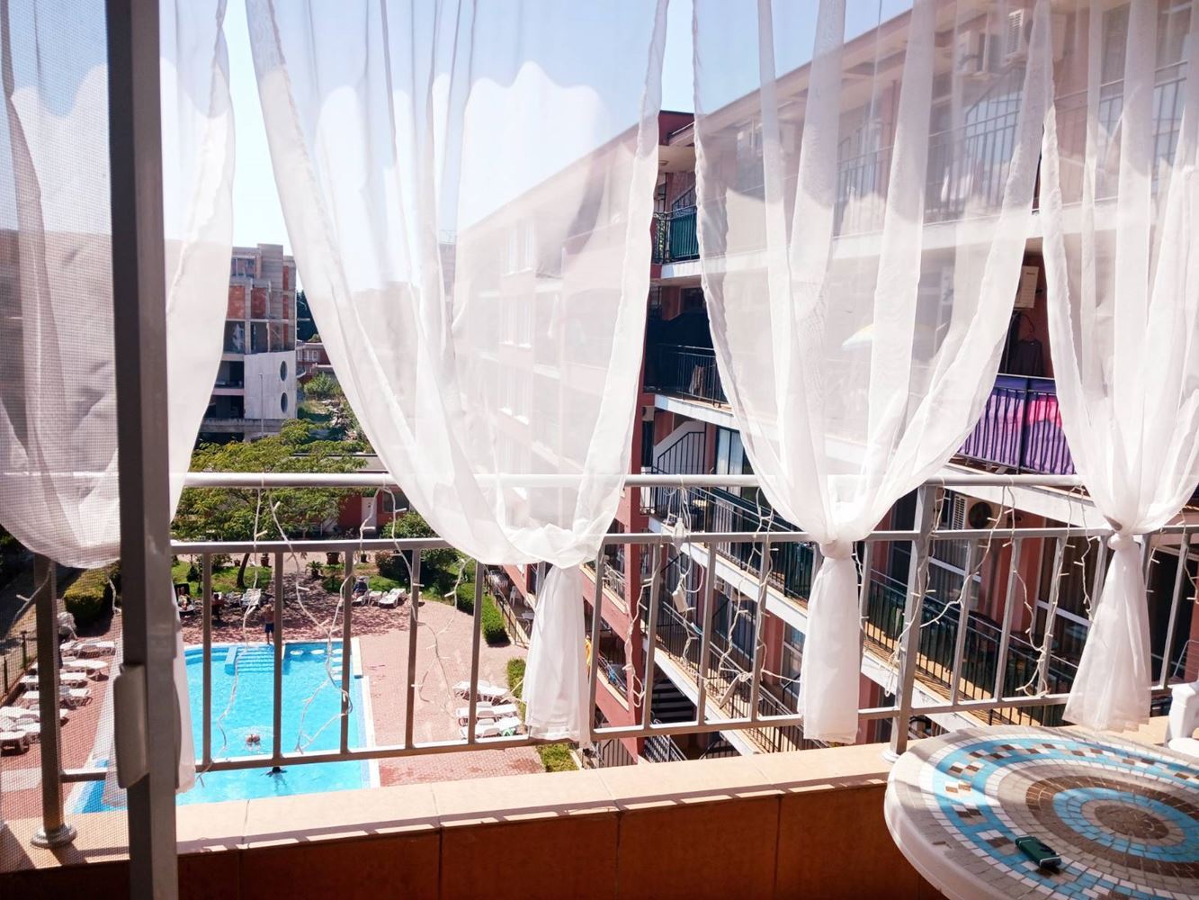 Studio Apartment with Southern Exposure and Pool View in Sunny Beach – Cosiness, Greenery and Comfort All Year Round