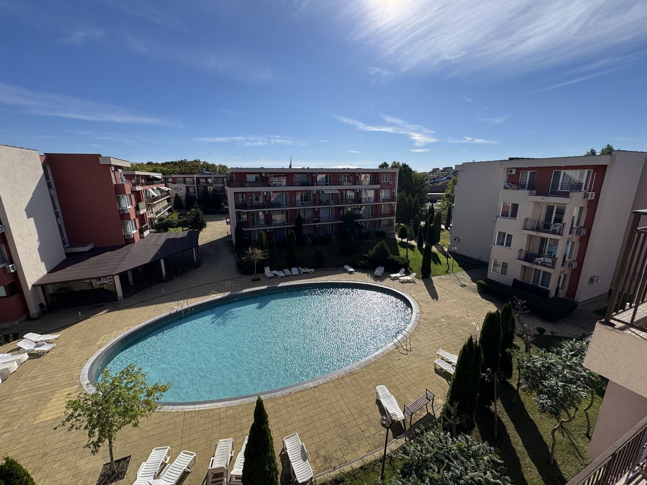 Studio with pool view in a complex with excellent infrastructure in Sunny Beach