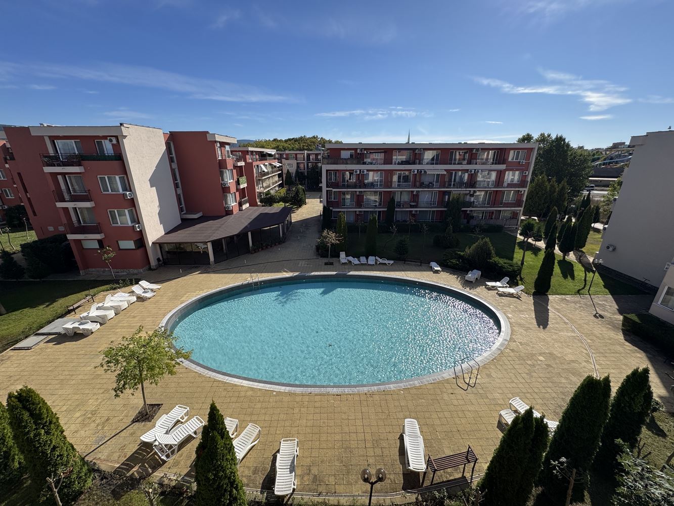 Studio with pool view in a complex with excellent infrastructure in Sunny Beach
